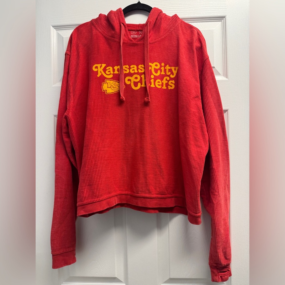 Red Ribbed Kansas City Chiefs Hoodie